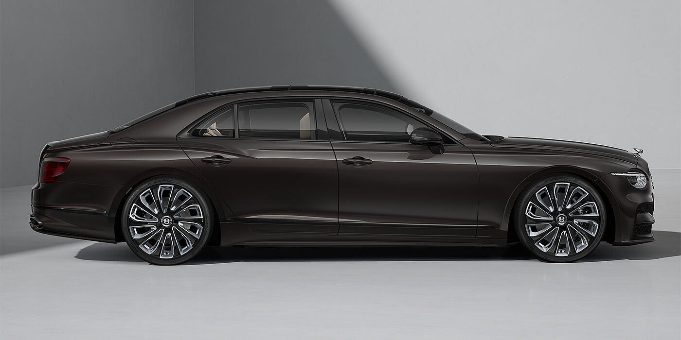 Gohm Sportwagen GmbH | Bentley Singen New Bentley Flying Spur Mulliner sedan in Havana brown paint profile with 22" Mulliner Black Painted & Polished wheels