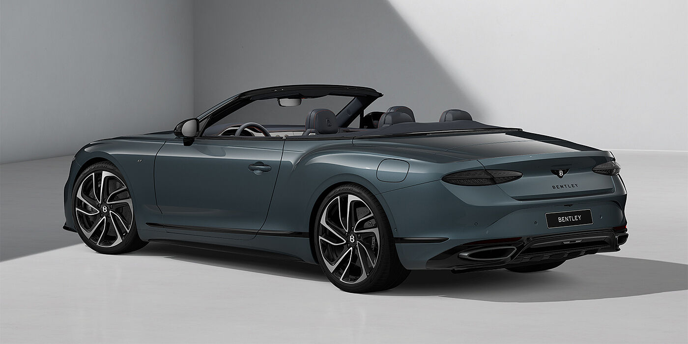 Gohm Sportwagen GmbH | Bentley Singen Bentley Continental GTC S convertible in Thunder blue paint and 22" ten spoke wheels rear 3/4