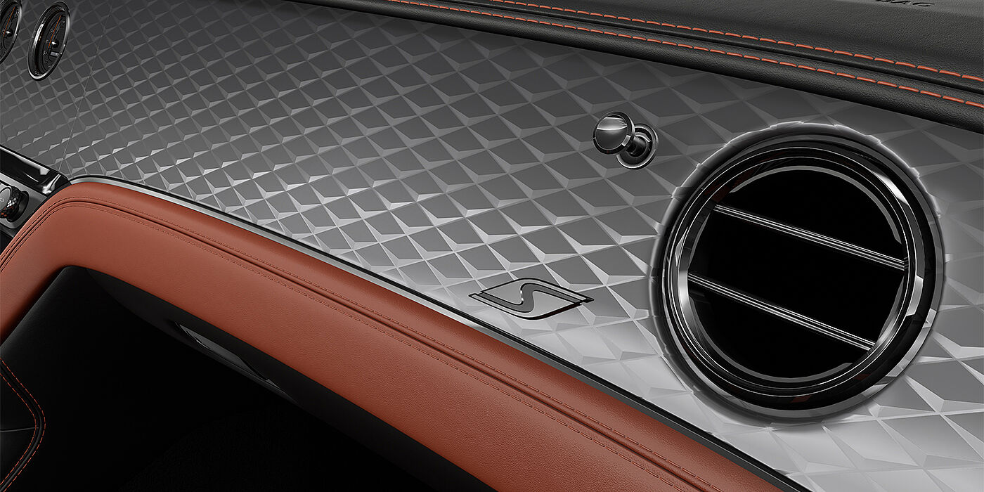 Gohm Sportwagen GmbH | Bentley Singen Bentley Continental GT coupe veneer detail in Diamond Brushed Dark Tint Aluminium with Newmarket Tan and Beluga black hide