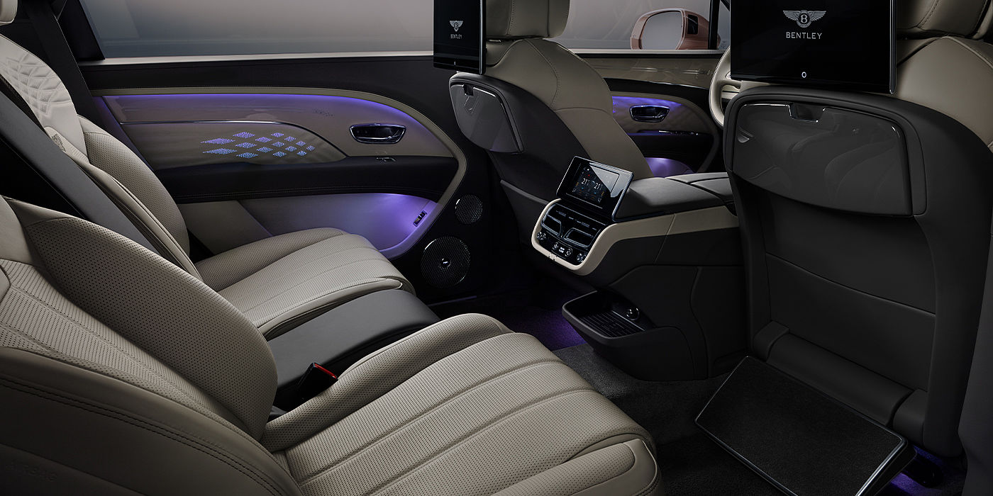 Gohm Sportwagen GmbH | Bentley Singen Bentley Bentayga EWB Azure SUV rear interior with Bentley Diamond Illumination