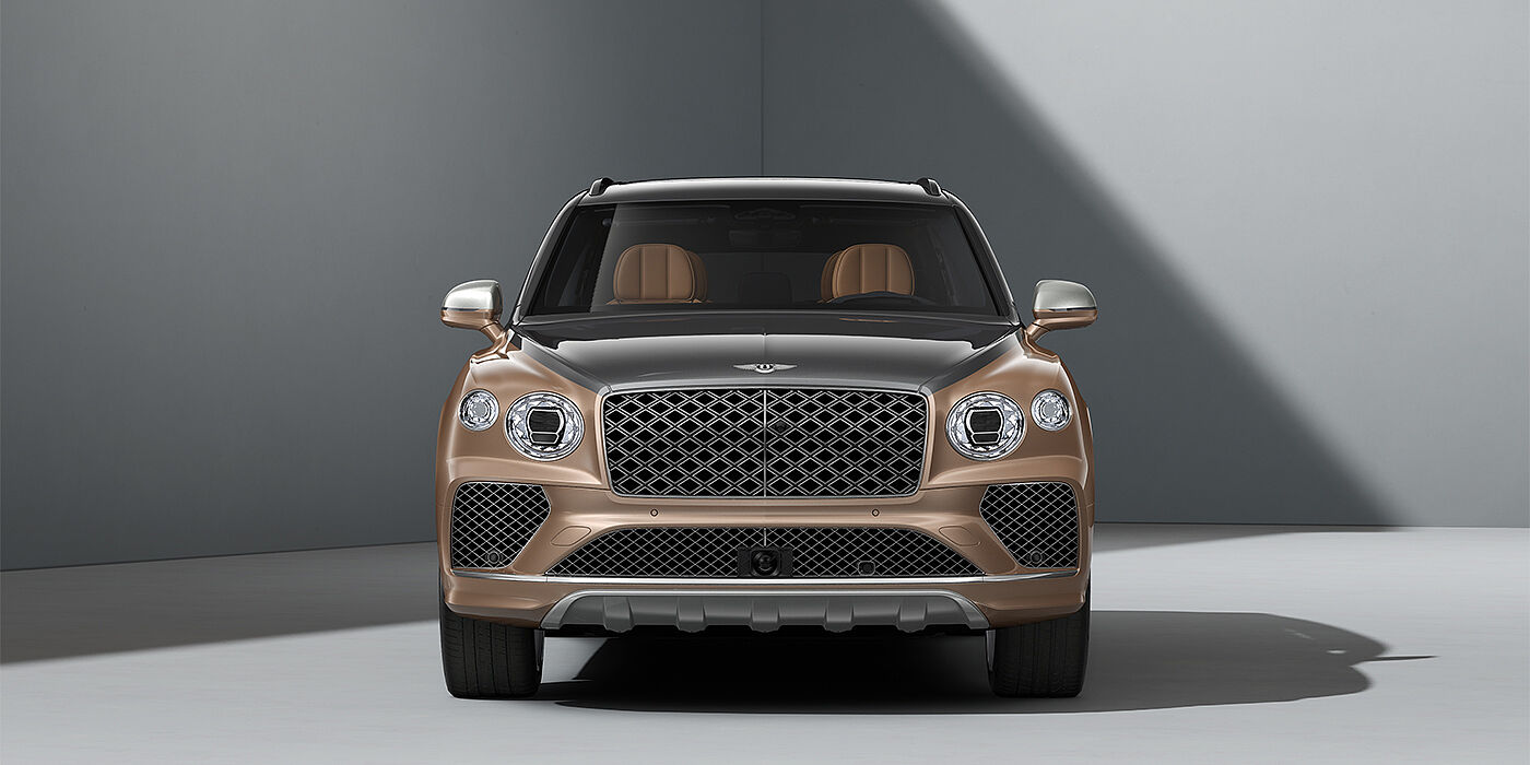 Gohm Sportwagen GmbH | Bentley Singen Bentley Bentayga EWB Mulliner SUV in Magnetic and Rose Gold paint and 22" Mulliner wheels full front