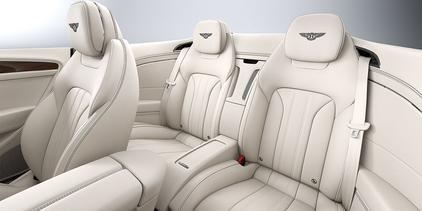 Gohm Sportwagen GmbH | Bentley Singen Bentley Continental GTC convertible rear interior in Linen and Imperial Blue hides