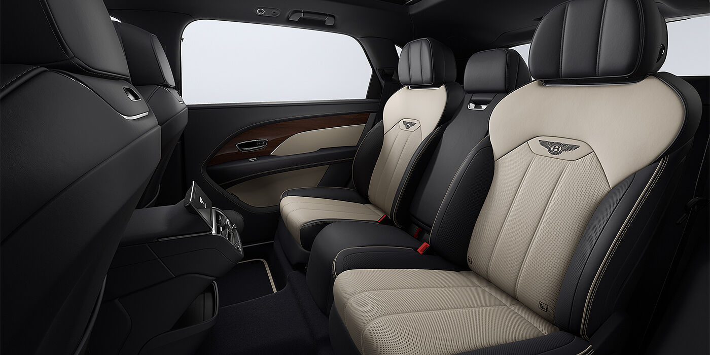 Gohm Sportwagen GmbH | Bentley Singen Bentley Bentayga EWB SUV rear interior in Portland and Imperial Blue hides