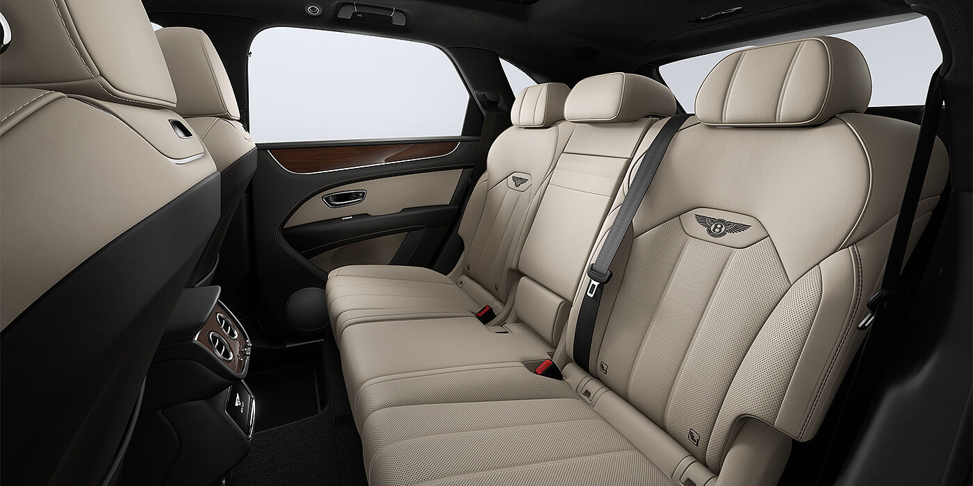 Gohm Sportwagen GmbH | Bentley Singen Bentley Bentayga SUV rear interior in Portland and Beluga black hides
