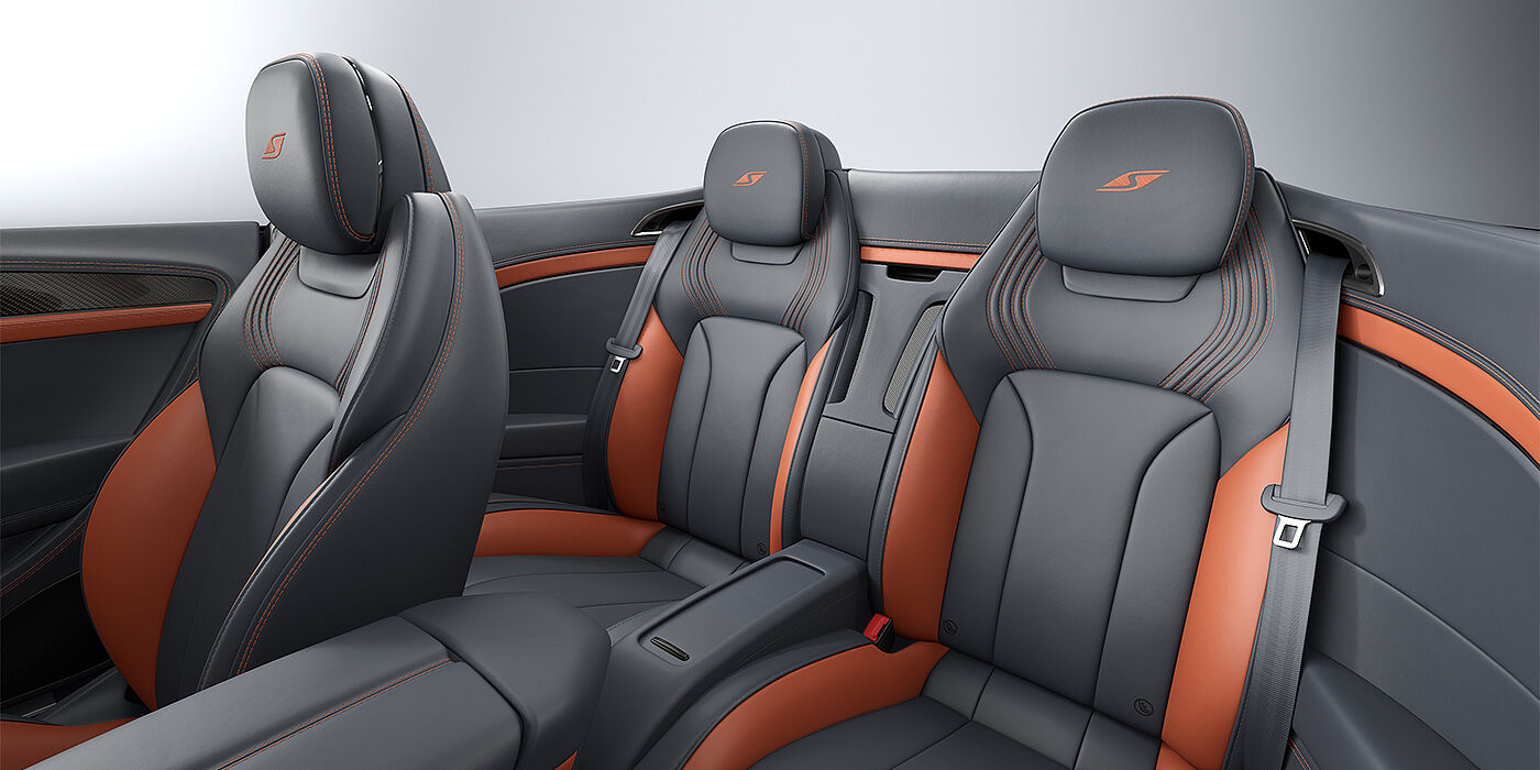 Gohm Sportwagen GmbH | Bentley Singen Bentley Continental GTC S convertible rear interior in Newmarket Tan and Beluga black hides