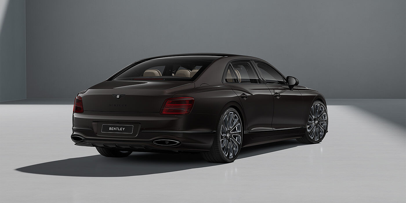 Gohm Sportwagen GmbH | Bentley Singen New Bentley Flying Spur Mulliner sedan in Havana brown paint rear 3/4 with 22" Mulliner Black Painted & Polished wheels