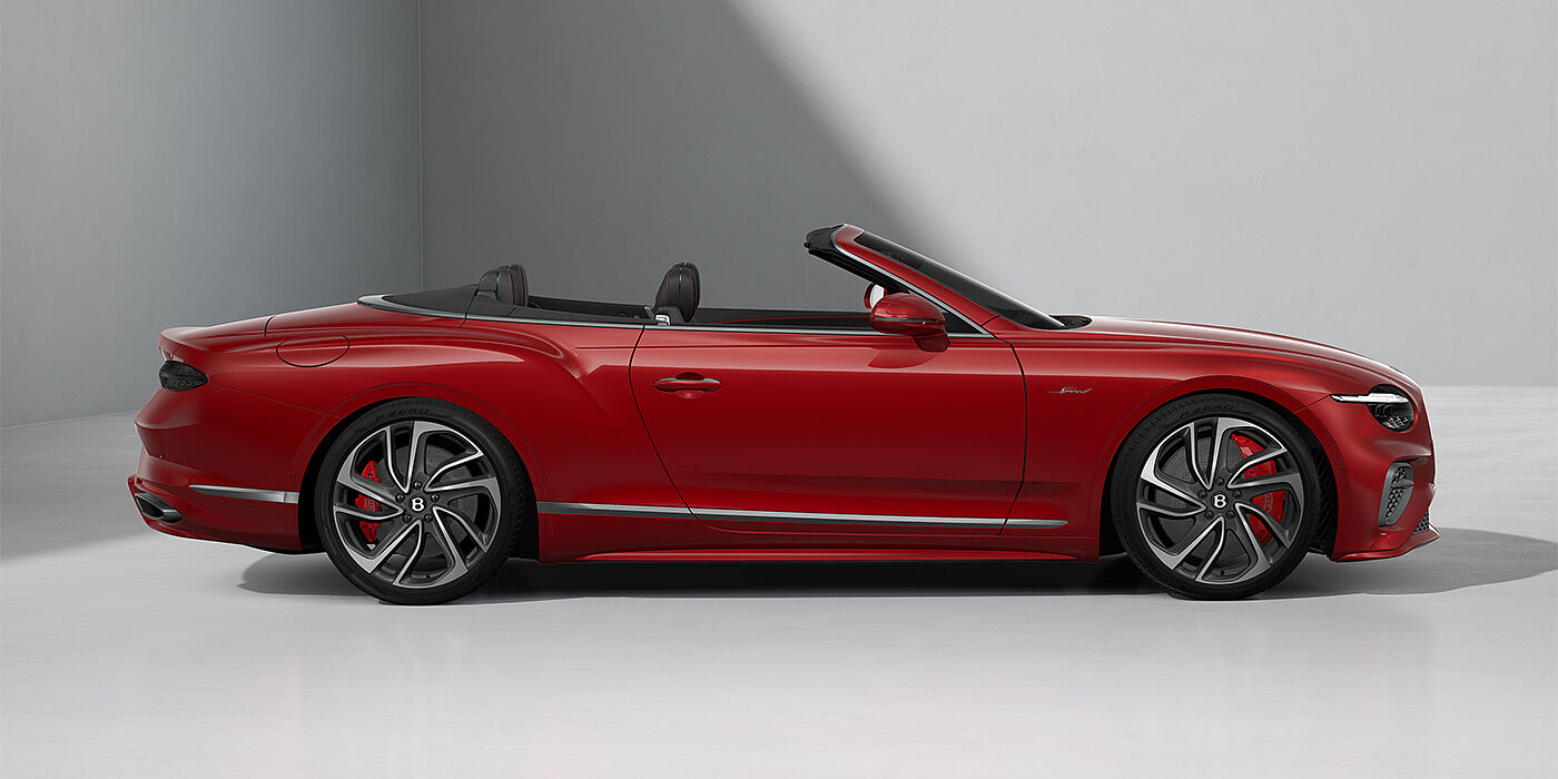 Gohm Sportwagen GmbH | Bentley Singen Bentley Continental GTC Speed convertible in Dragon Red paint and 22" swept spoke wheels - profile