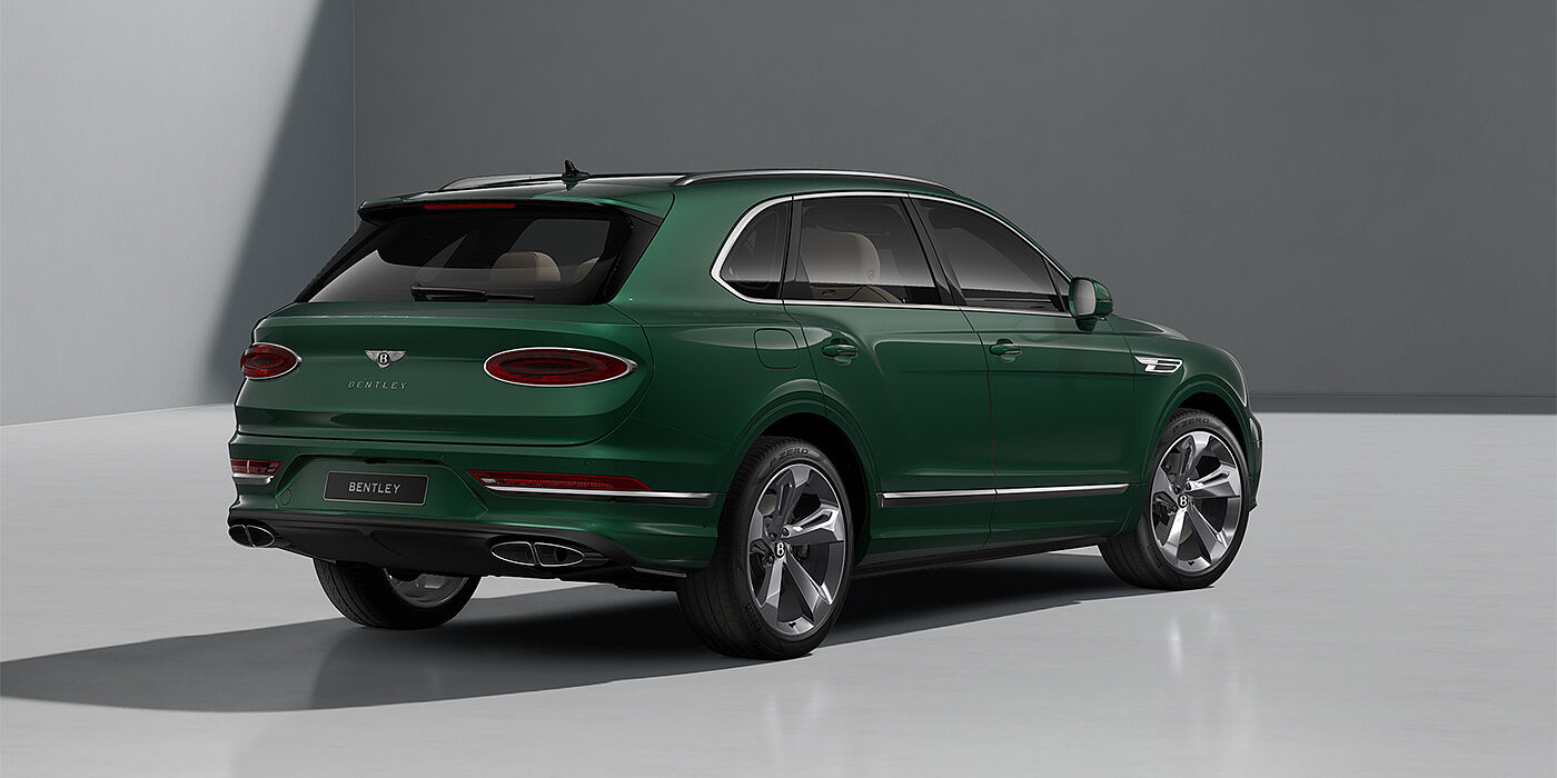 Gohm Sportwagen GmbH | Bentley Singen Bentley Bentayga SUV in Verdant paint and 22" Five Spoke Directional Polished wheels - rear ¾