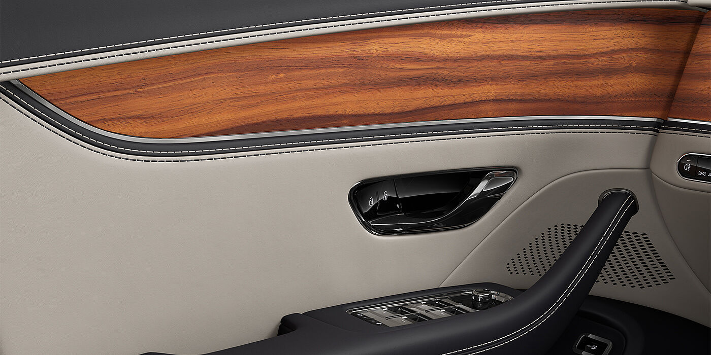 Gohm Sportwagen GmbH | Bentley Singen New Bentley Flying Spur sedan door interior in Linen and Imperial Blue hides