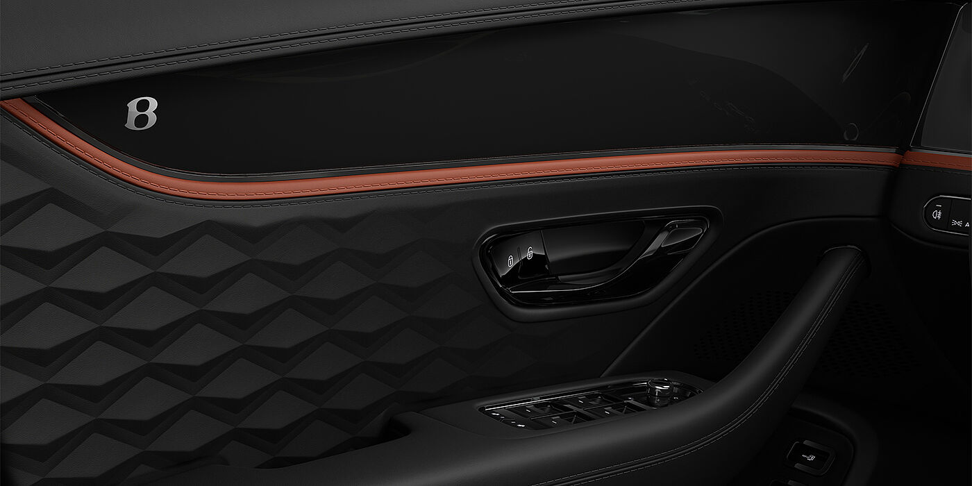Gohm Sportwagen GmbH | Bentley Singen New Bentley Flying Spur Mulliner sedan door interior in Porland and Beluga black hides