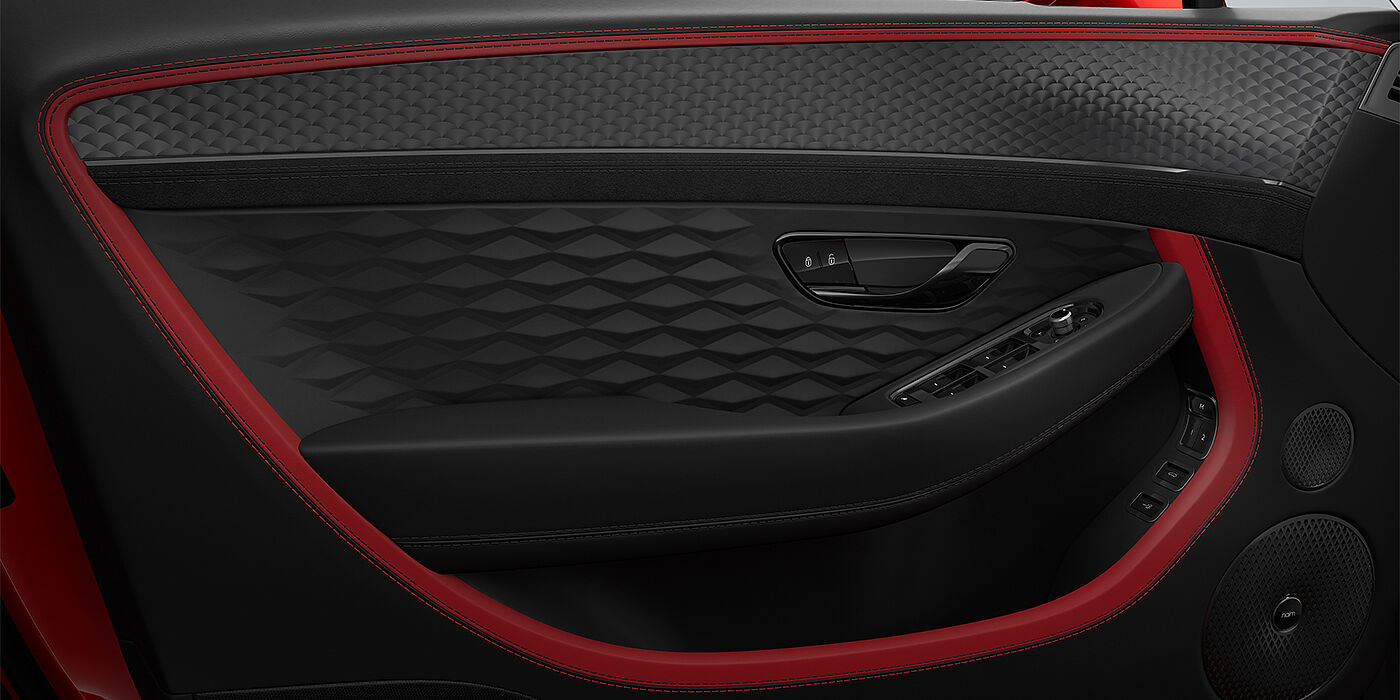 Gohm Sportwagen GmbH | Bentley Singen Bentley Continental GTC Speed convertible door detail in Hotspur red and Beluga black hides