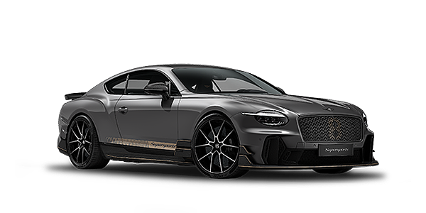 Gohm Sportwagen GmbH | Bentley Singen Bentley Supersports front three quarter in "Nightfall" Design theme with Anthracite gloss exterior paint, Camel accents and Camel and Beluga black striping.