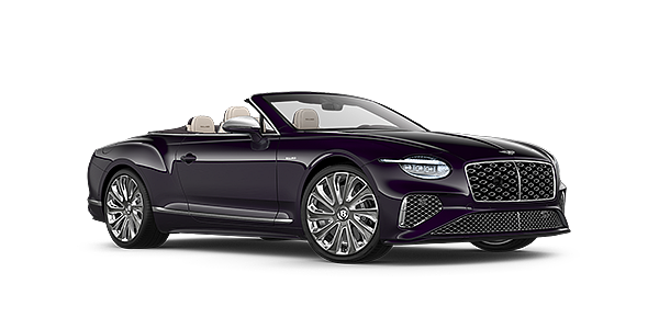 Gohm Sportwagen GmbH | Bentley Singen Bentley New Continental GTC Mulliner convertible front three quarter view in Damson paint with 22 inch Mulliner painted and polished wheel