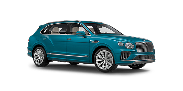 Gohm Sportwagen GmbH | Bentley Singen Bentley Bentayga EWB Azure front side angled view in Topaz blue coloured exterior. 