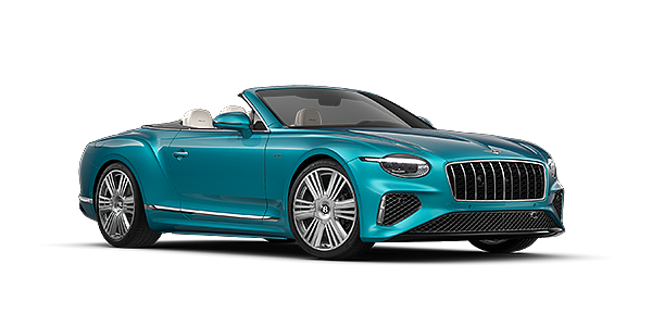 Gohm Sportwagen GmbH | Bentley Singen Bentley Continental GTC Azure convertible in Topaz Blue paint and 22" Azure wheels - front 3/4