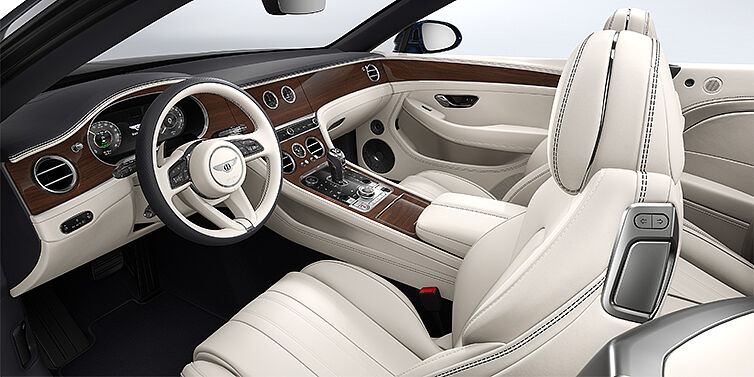 Gohm Sportwagen GmbH | Bentley Singen Bentley Continental GTC convertible front interior in Linen and Imperial Blue hides