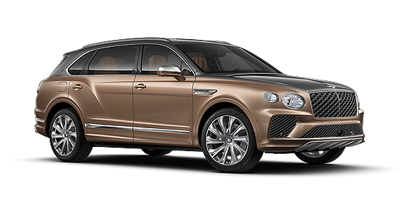 Gohm Sportwagen GmbH | Bentley Singen Bentley Bentayga EWB Mulliner SUV in Magnetic and Rose Gold paint and 22" Mulliner wheels – front 3/4