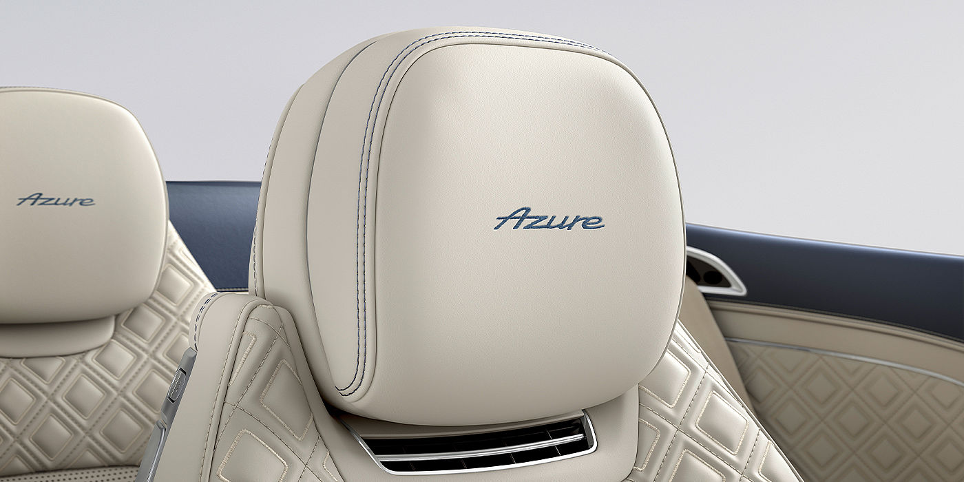 Gohm Sportwagen GmbH | Bentley Singen Bentley Continental GTC Azure convertible seat detail in Linen hide with Azure emblem