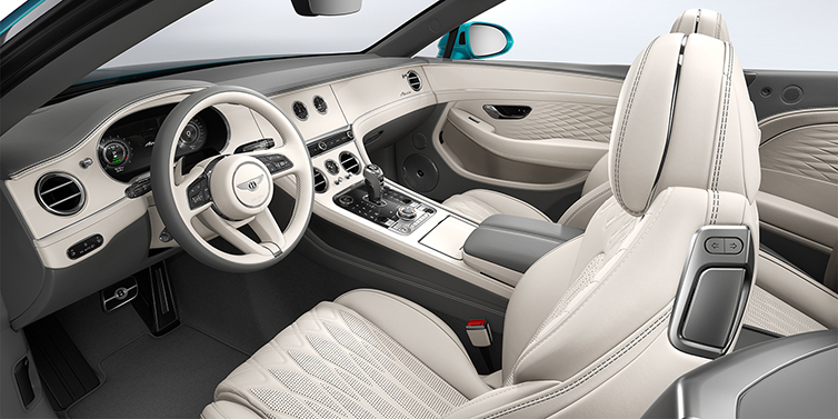 Gohm Sportwagen GmbH | Bentley Singen Bentley Continental GTC Azure convertible front interior in Linen and Gravity Grey hides