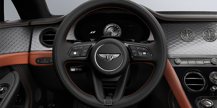 Gohm Sportwagen GmbH | Bentley Singen Bentley Continental GT Coup&eacute; Lenkrad und Armaturenbrett in Newmarket Tan und Beluga Black Leder mit Diamond Brushed Dark Tint Aluminium Furnier