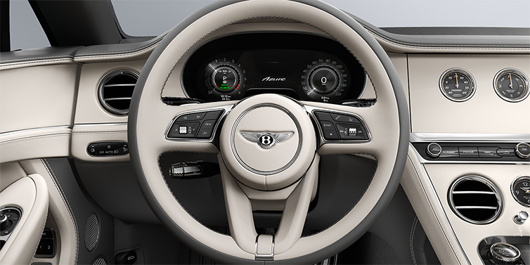Gohm Sportwagen GmbH | Bentley Singen Bentley Continental GTC Azure convertible steering wheel in Linen and Gravity Grey hides