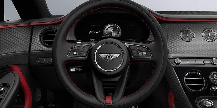 Gohm Sportwagen GmbH | Bentley Singen Bentley Continental GTC Speed convertible steering wheel in Hotspur red and Beluga black hides