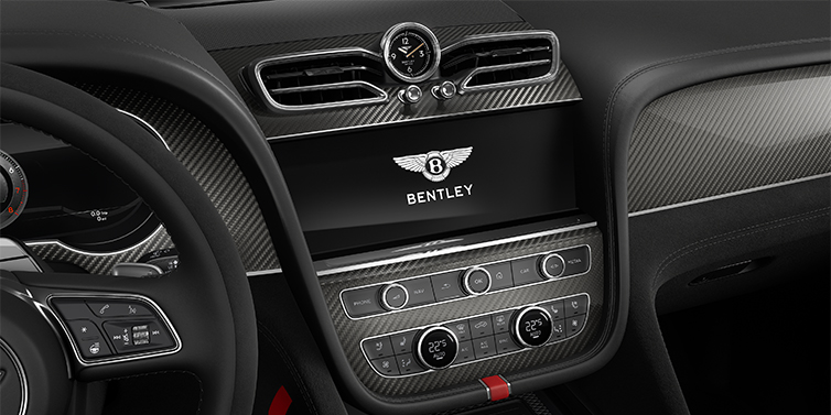 Gohm Sportwagen GmbH | Bentley Singen Bentley Bentayga Speed SUV centre console detail showing Bentley Wings